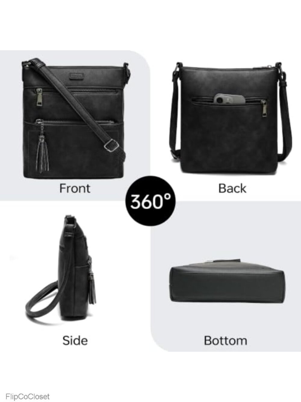 Leather Crossbody Bag for Women Travel Purse Adjustable Strap Multi-Pocket - Picture 5 of 5